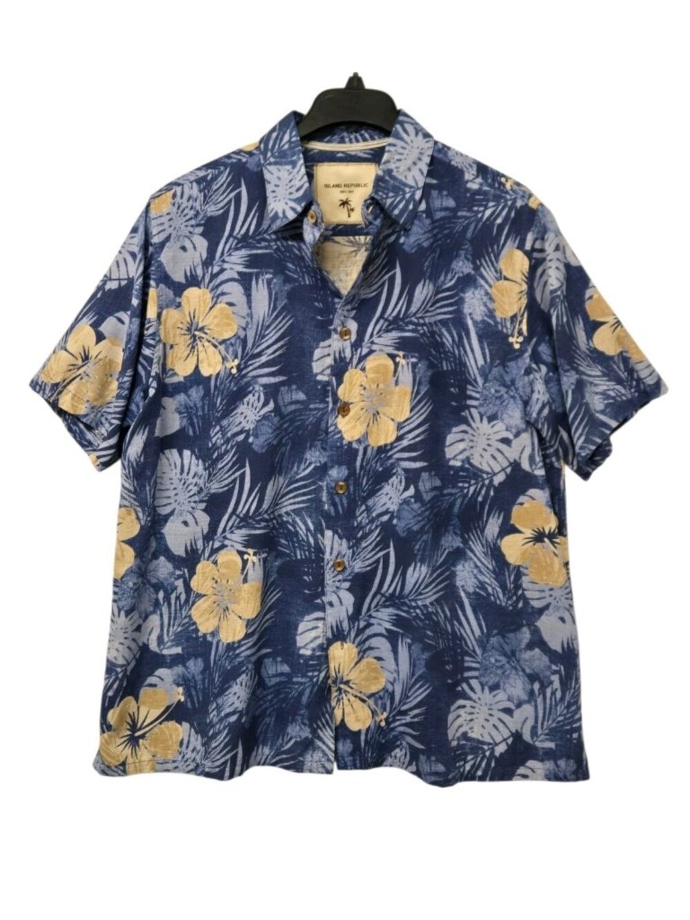 Island Republic Mens Large 100% Silk Short Sleeve Button Up Camp Shirt Hawaiian